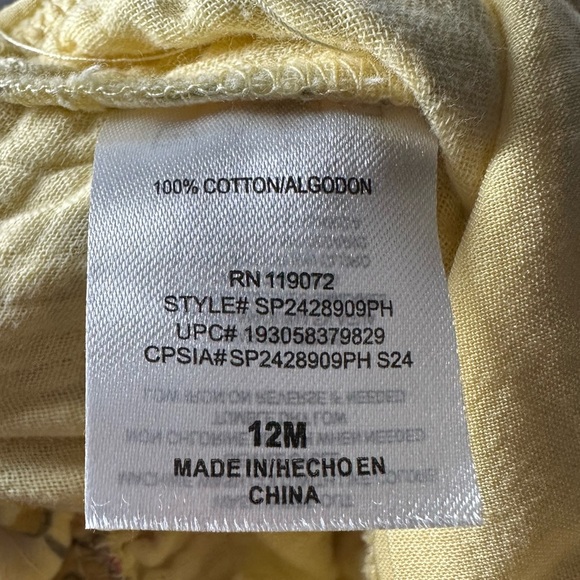 Disney Baby Winnie the Pooh Yellow Overalls Jumper 12M Muslin Cotton Romper - Picture 8 of 8